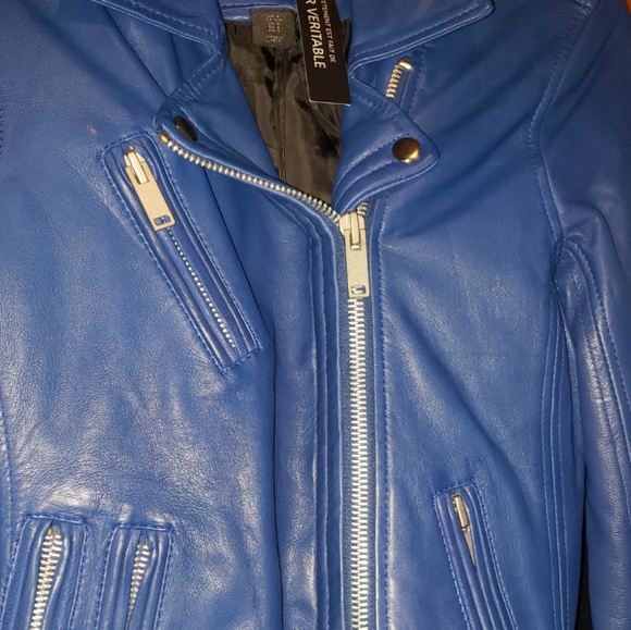 Belle Vere BLUE GENUINE LEATHER WAIST JACKET - Picture 6 of 8